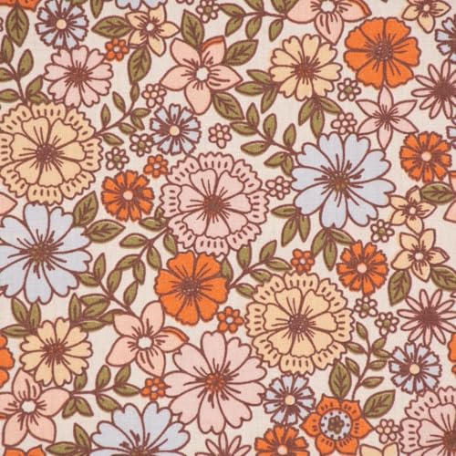 SCHÖNER LEBEN. Tischdeckenstoff abwb. Besch. Baumwolle Enduit Blumen weiß bunt 1,45m von SCHÖNER LEBEN.