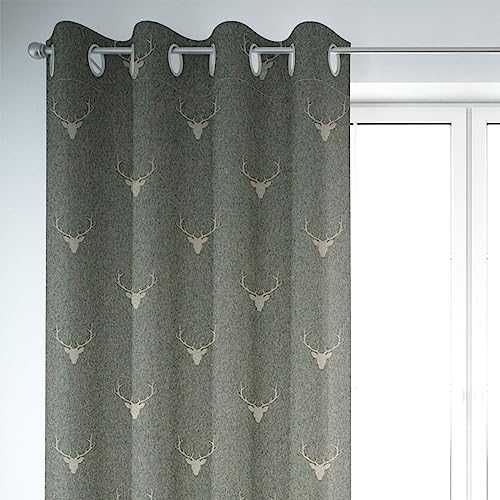 SCHÖNER LEBEN. Vorhang Jacquard Hirschkopf mit Geweih grün beige, Gardinen Aufhängung:Ösen SCHÖNER LEBEN. Vorhang Jacquard Hirschkopf mit Geweih grün beige, Gardinen Aufhängung:Ösen von SCHÖNER LEBEN.
