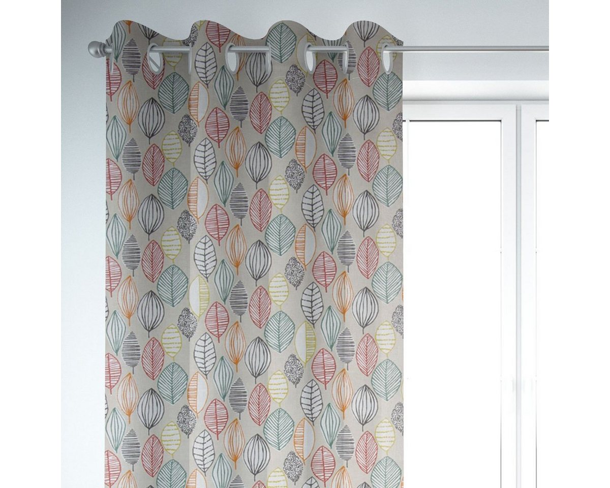 SCHÖNER LEBEN. Vorhang SCHÖNER LEBEN. Vorhang Canyon Blätter beige braun grün rot 245cm, Ösen, blickdicht, Baumwolle, handmade SCHÖNER LEBEN. Vorhang SCHÖNER LEBEN. Vorhang Canyon Blätter beige braun grün rot 245cm, Ösen, blickdicht, Baumwolle, handmade von SCHÖNER LEBEN.