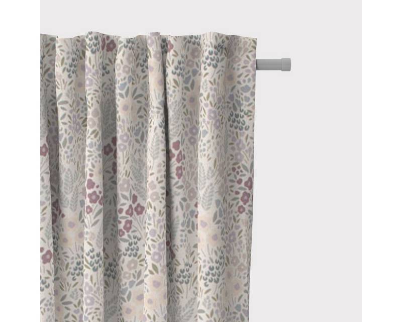 SCHÖNER LEBEN. Vorhang SCHÖNER LEBEN. Vorhang Digitaldruck Blumenwiese cremeweiß lila 245cm, Smokband, blickdicht, Baumwolle, handmade von SCHÖNER LEBEN.