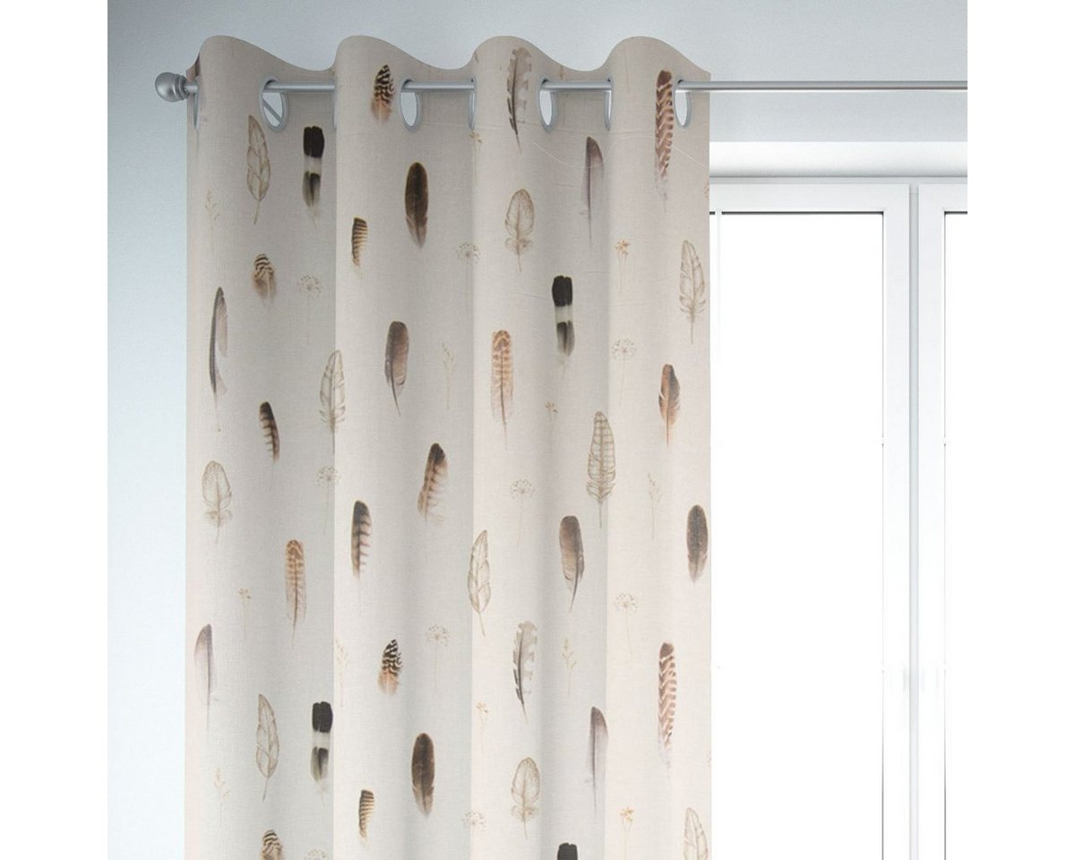 SCHÖNER LEBEN. Vorhang SCHÖNER LEBEN. Vorhang Digitaldruck Federn creme braun 245cm, Ösen, blickdicht, Baumwolle, Digitaldruck SCHÖNER LEBEN. Vorhang SCHÖNER LEBEN. Vorhang Digitaldruck Federn creme braun 245cm, Ösen, blickdicht, Baumwolle, Digitaldruck von SCHÖNER LEBEN.