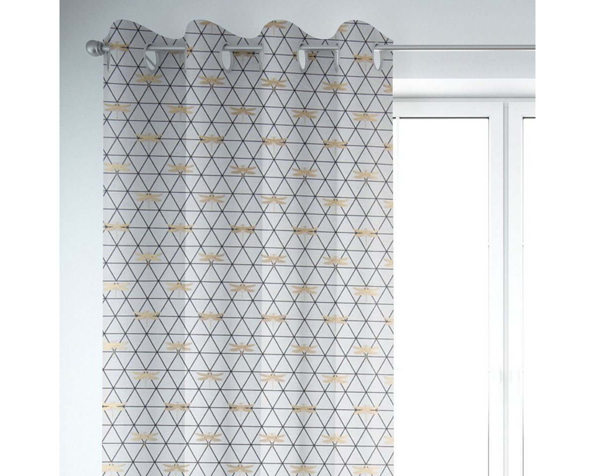 SCHÖNER LEBEN. Vorhang SCHÖNER LEBEN. Vorhang Dreiecke weiß schwarz Libelle gold 245cm, Ösen, blickdicht, handmade SCHÖNER LEBEN. Vorhang SCHÖNER LEBEN. Vorhang Dreiecke weiß schwarz Libelle gold 245cm, Ösen, blickdicht, handmade von SCHÖNER LEBEN.