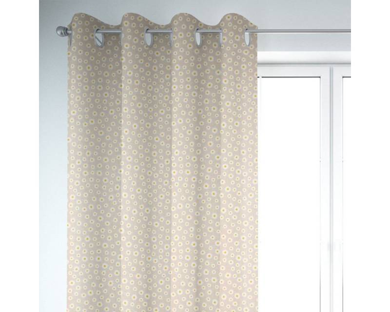 SCHÖNER LEBEN. Vorhang SCHÖNER LEBEN. Vorhang Gänseblümchen Blüten natur weiß 245cm, Ösen, Lichtschutz, Baumwolle, handmade von SCHÖNER LEBEN.