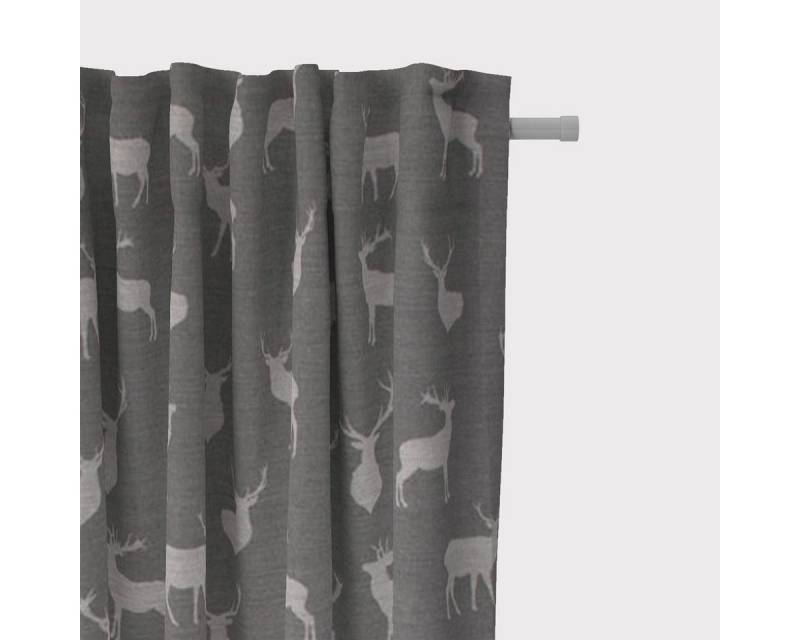 SCHÖNER LEBEN. Vorhang SCHÖNER LEBEN. Vorhang Jacquard mit Hirschen grau hellgrau 245cm, Smokband, blickdicht, Jacquard, handmade SCHÖNER LEBEN. Vorhang SCHÖNER LEBEN. Vorhang Jacquard mit Hirschen grau hellgrau 245cm, Smokband, blickdicht, Jacquard, handmade von SCHÖNER LEBEN.