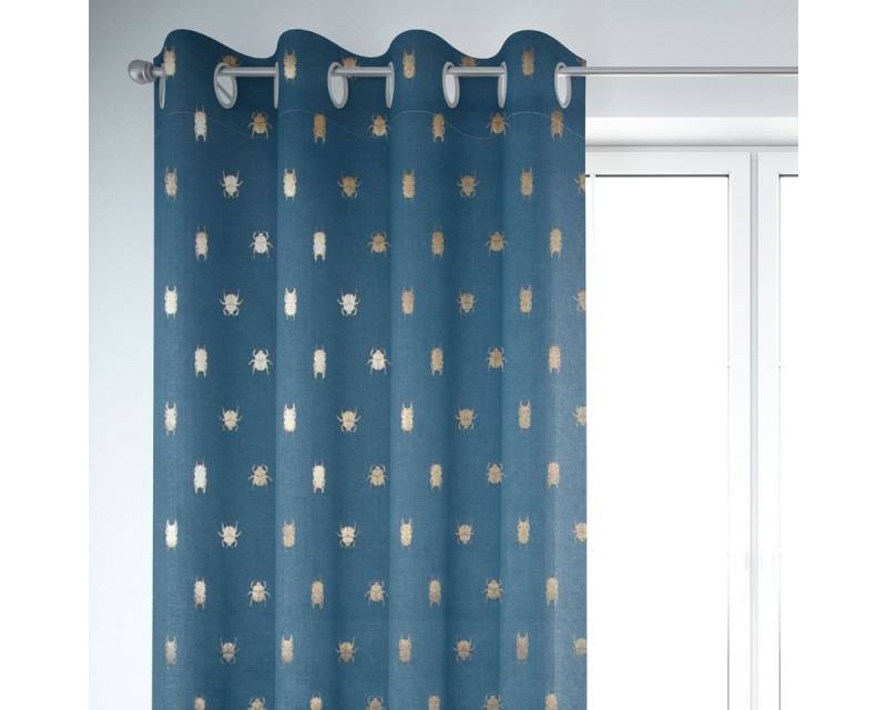 SCHÖNER LEBEN. Vorhang SCHÖNER LEBEN. Vorhang Käfer blau gold metallic 245cm, Ösen, blickdicht, Baumwolle, handmade SCHÖNER LEBEN. Vorhang SCHÖNER LEBEN. Vorhang Käfer blau gold metallic 245cm, Ösen, blickdicht, Baumwolle, handmade von SCHÖNER LEBEN.