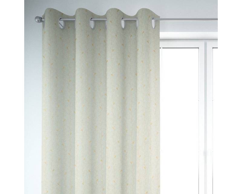 SCHÖNER LEBEN. Vorhang SCHÖNER LEBEN. Vorhang Metallic Blätterraken mint gold 245cm, Ösen, blickdicht, Kunstfaser, handmade von SCHÖNER LEBEN.