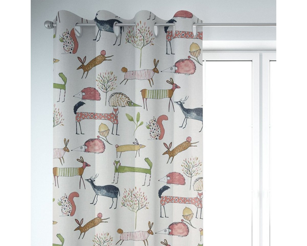 SCHÖNER LEBEN. Vorhang SCHÖNER LEBEN. Vorhang Oh My Deer Waldtiere weiß grün beere bunt 245c, Ösen, blickdicht, Baumwolle, handmade SCHÖNER LEBEN. Vorhang SCHÖNER LEBEN. Vorhang Oh My Deer Waldtiere weiß grün beere bunt 245c, Ösen, blickdicht, Baumwolle, handmade von SCHÖNER LEBEN.