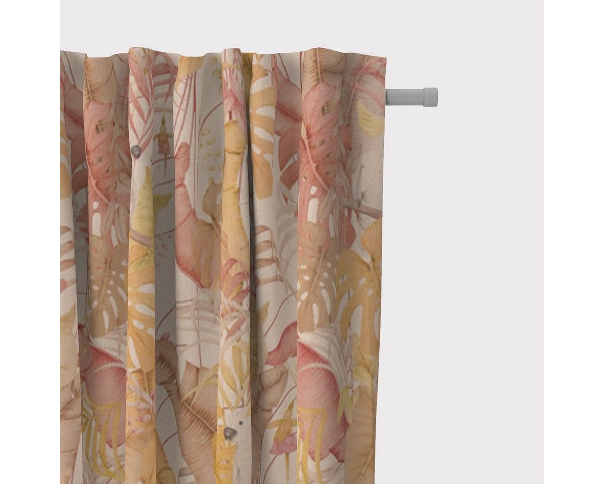 SCHÖNER LEBEN. Vorhang SCHÖNER LEBEN. Vorhang Palmenblätter Kakadus natur gelb rosa 245cm, Smokband, blickdicht, Baumwolle, handmade SCHÖNER LEBEN. Vorhang SCHÖNER LEBEN. Vorhang Palmenblätter Kakadus natur gelb rosa 245cm, Smokband, blickdicht, Baumwolle, handmade von SCHÖNER LEBEN.