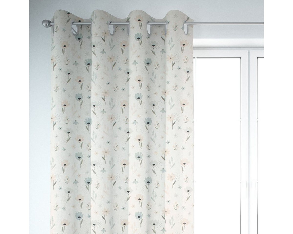 SCHÖNER LEBEN. Vorhang SCHÖNER LEBEN. Vorhang Pastell Blumen ecru mintgrün vanille 245cm, Ösen, blickdicht, Baumwolle, handmade SCHÖNER LEBEN. Vorhang SCHÖNER LEBEN. Vorhang Pastell Blumen ecru mintgrün vanille 245cm, Ösen, blickdicht, Baumwolle, handmade von SCHÖNER LEBEN.