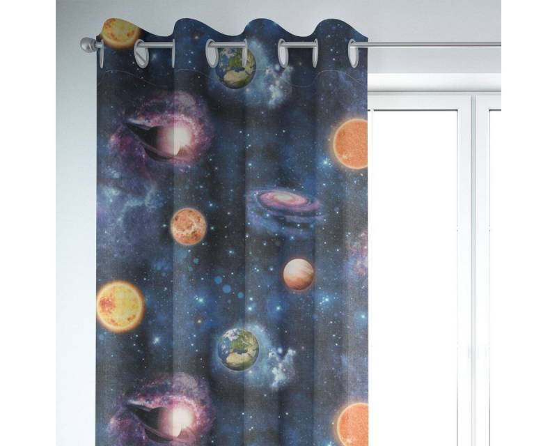 SCHÖNER LEBEN. Vorhang SCHÖNER LEBEN. Vorhang Samt Planeten Weltall blau bunt 245cm, Ösen, blickdicht, Samt, handmade SCHÖNER LEBEN. Vorhang SCHÖNER LEBEN. Vorhang Samt Planeten Weltall blau bunt 245cm, Ösen, blickdicht, Samt, handmade von SCHÖNER LEBEN.