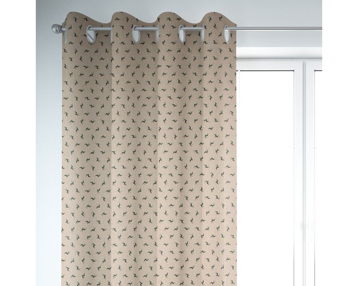 SCHÖNER LEBEN. Vorhang SCHÖNER LEBEN. Vorhang Simple Deer Hirsch klein natur grün 245cm, Ösen, blickdicht, Baumwolle, handmade SCHÖNER LEBEN. Vorhang SCHÖNER LEBEN. Vorhang Simple Deer Hirsch klein natur grün 245cm, Ösen, blickdicht, Baumwolle, handmade von SCHÖNER LEBEN.