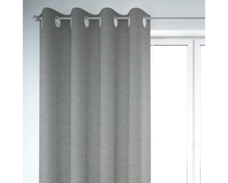 SCHÖNER LEBEN. Vorhang SCHÖNER LEBEN. Vorhang Square Würfelstruktur uni schwarz grau 245cm, Ösen, blickdicht, Baumwolle, handmade von SCHÖNER LEBEN.