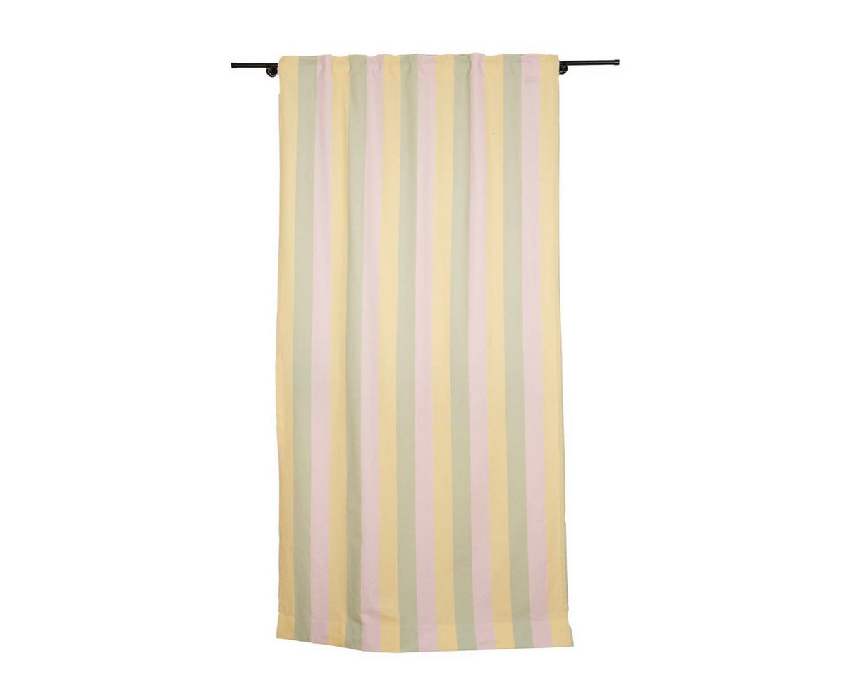 SCHÖNER LEBEN. Vorhang SCHÖNER LEBEN. Vorhang Streifen Flieder Pistazie Vanille 245x130cm, Smokband, blickdicht, Baumwolle, Digitaldruck von SCHÖNER LEBEN.