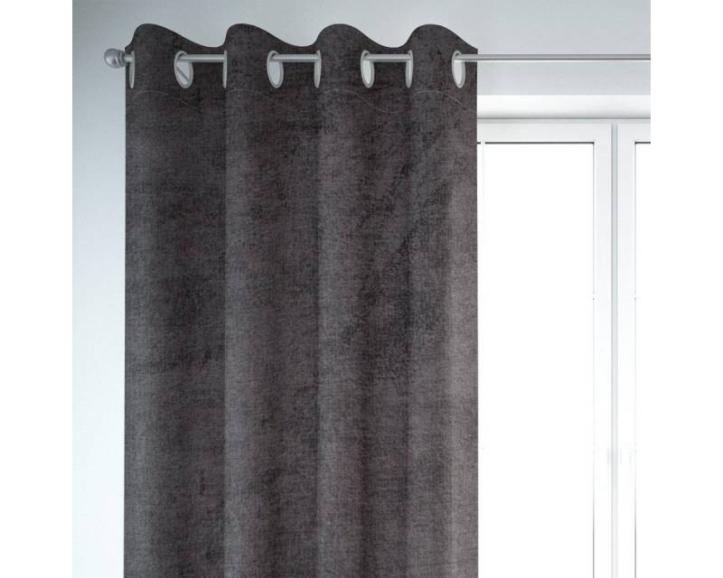 SCHÖNER LEBEN. Vorhang SCHÖNER LEBEN. Vorhang Thermovorhang Soft Teddy Deluxe dunkelgrau 245c, Ösen, abdunkelnd, Polyester, handmade von SCHÖNER LEBEN.