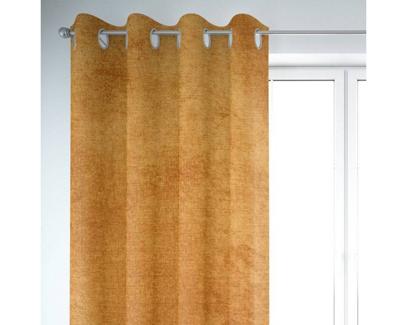 SCHÖNER LEBEN. Vorhang SCHÖNER LEBEN. Vorhang Thermovorhang Soft Teddy Deluxe ockergelb 245cm, Ösen, blickdicht, Polyester, handmade von SCHÖNER LEBEN.