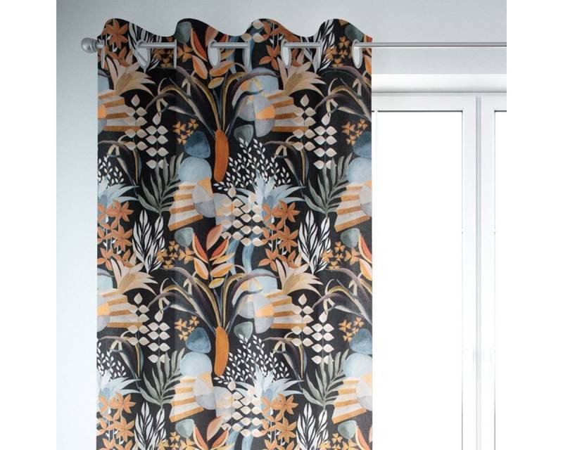 SCHÖNER LEBEN. Vorhang SCHÖNER LEBEN. Vorhang Velvet Digitaldr. Art Deco Blätter Formen schw, Ösen, blickdicht, Samt, handmade SCHÖNER LEBEN. Vorhang SCHÖNER LEBEN. Vorhang Velvet Digitaldr. Art Deco Blätter Formen schw, Ösen, blickdicht, Samt, handmade von SCHÖNER LEBEN.
