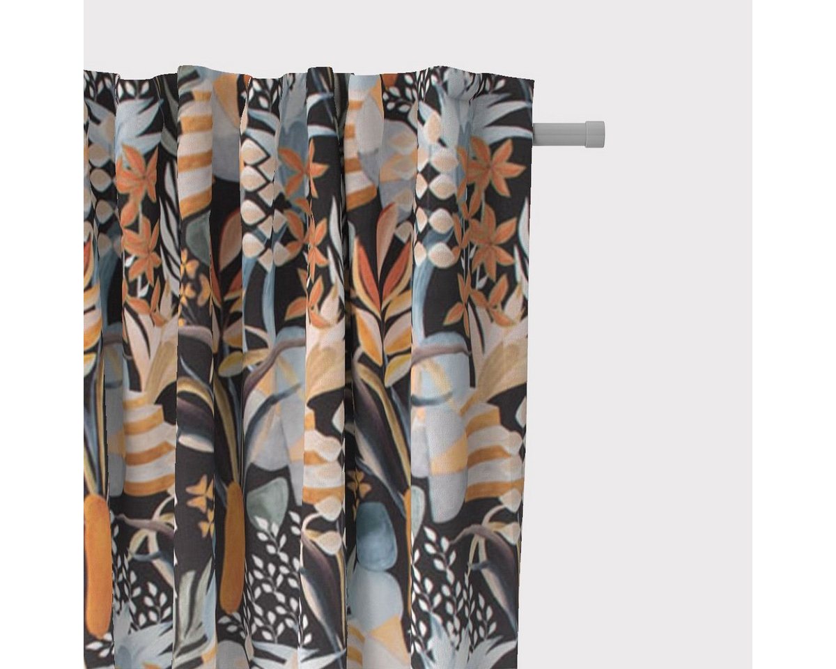 SCHÖNER LEBEN. Vorhang SCHÖNER LEBEN. Vorhang Velvet Digitaldr. Art Deco Blätter Formen schw, Smokband, blickdicht, Samt, handmade SCHÖNER LEBEN. Vorhang SCHÖNER LEBEN. Vorhang Velvet Digitaldr. Art Deco Blätter Formen schw, Smokband, blickdicht, Samt, handmade von SCHÖNER LEBEN.