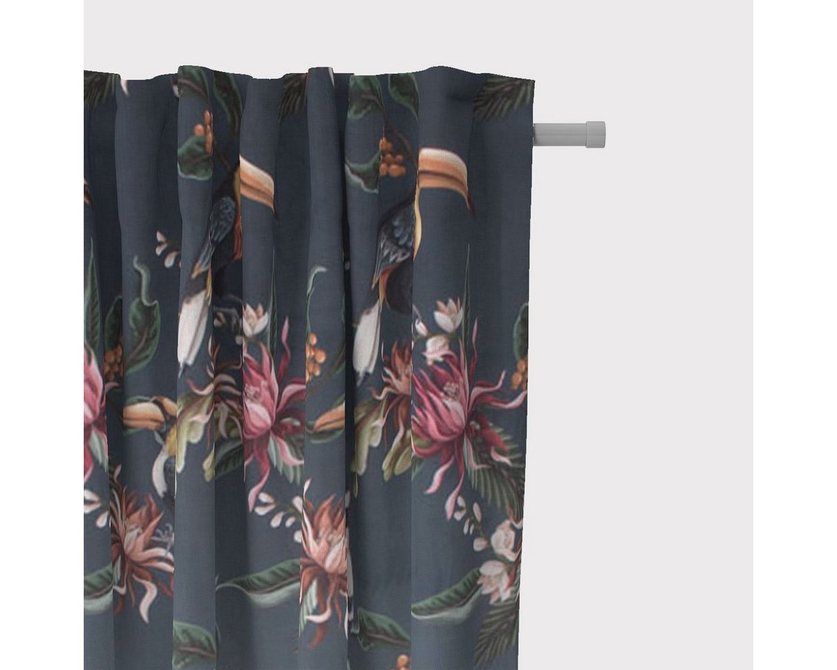 SCHÖNER LEBEN. Vorhang SCHÖNER LEBEN. Vorhang Velvet Digitaldr. Exotik Kakadu Blüten dunkelb, Smokband, blickdicht, Samt, handmade SCHÖNER LEBEN. Vorhang SCHÖNER LEBEN. Vorhang Velvet Digitaldr. Exotik Kakadu Blüten dunkelb, Smokband, blickdicht, Samt, handmade von SCHÖNER LEBEN.