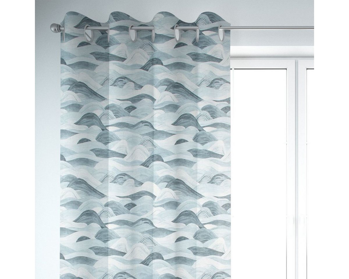 SCHÖNER LEBEN. Vorhang SCHÖNER LEBEN. Vorhang Wellen blau 245cm oder Wunschlänge, Ösen, blickdicht, Baumwolle, handmade SCHÖNER LEBEN. Vorhang SCHÖNER LEBEN. Vorhang Wellen blau 245cm oder Wunschlänge, Ösen, blickdicht, Baumwolle, handmade von SCHÖNER LEBEN.