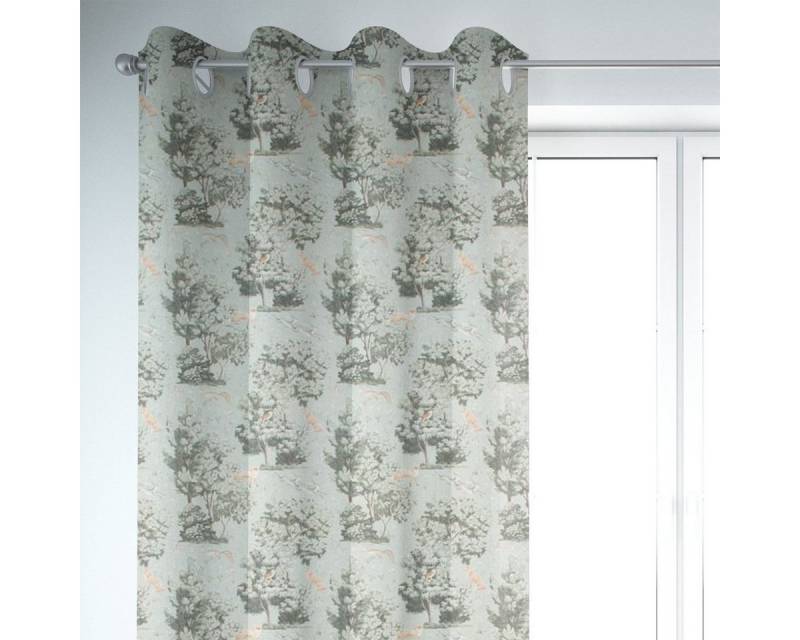 SCHÖNER LEBEN. Vorhang SCHÖNER LEBEN. Vorhang aus Baumwolle Bäume Fuchs und Hasen mintgrün, Ösen, blickdicht, Baumwolle, Digitaldruck von SCHÖNER LEBEN.