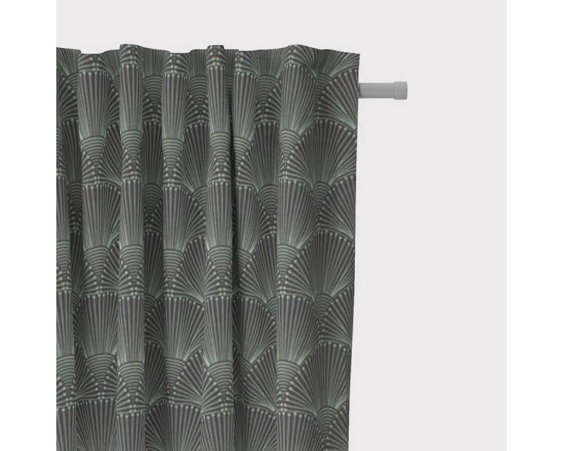 SCHÖNER LEBEN. Vorhang SCHÖNER LEBEN. Vorhang aus Baumwolle Fächer Bogen dunkelblau mintgrü, Smokband, blickdicht, Baumwolle, Digitaldruck von SCHÖNER LEBEN.