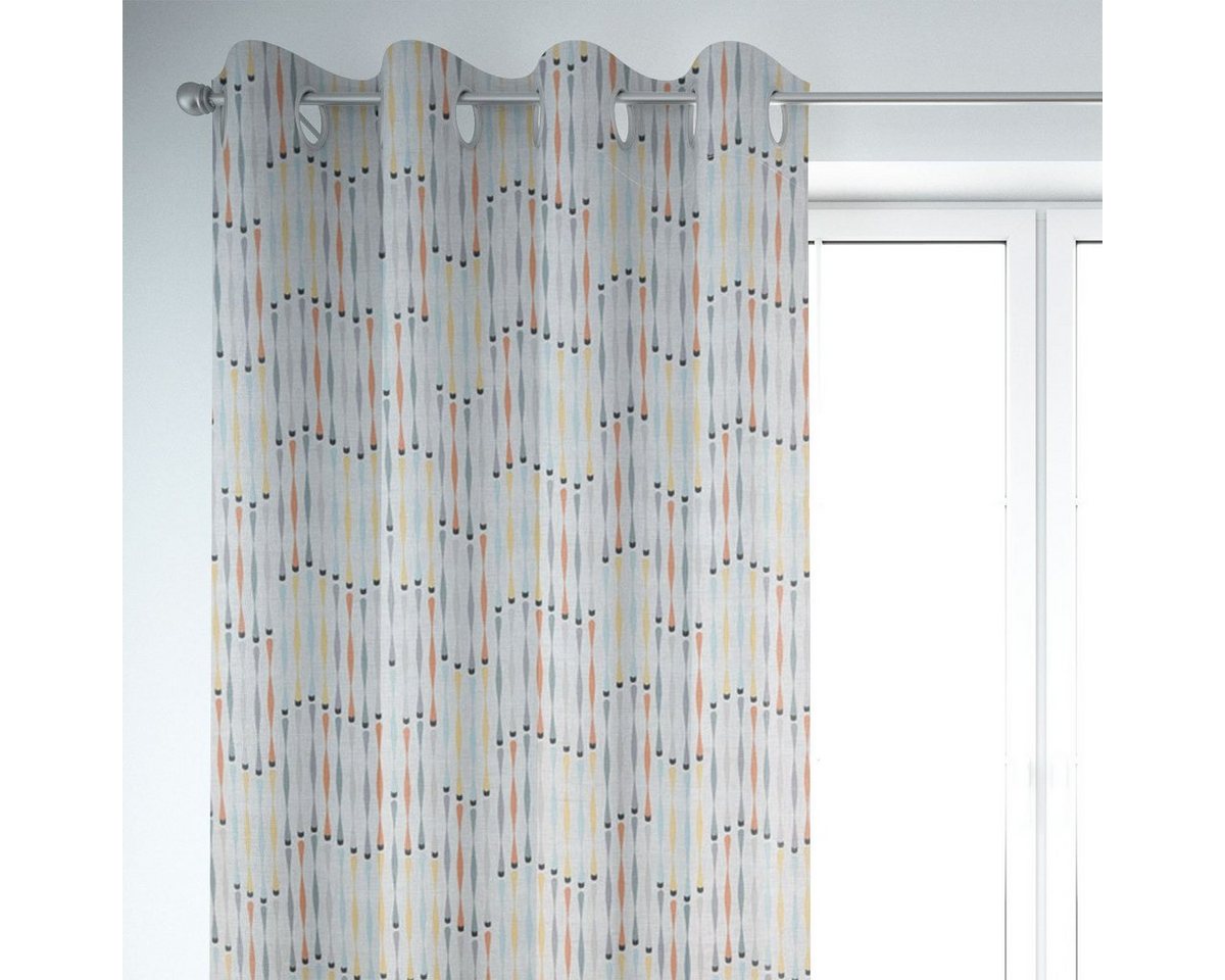 SCHÖNER LEBEN. Vorhang SCHÖNER LEBEN. Vorhang geom. Stäbchen beige blau gelb orange grau 245, Ösen, blickdicht, Baumwolle, handmade SCHÖNER LEBEN. Vorhang SCHÖNER LEBEN. Vorhang geom. Stäbchen beige blau gelb orange grau 245, Ösen, blickdicht, Baumwolle, handmade von SCHÖNER LEBEN.