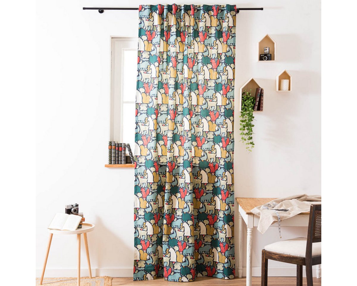 SCHÖNER LEBEN. Vorhang Vorhang Kinderzimmer Smok-Schlaufe Waldtiere Scandi blau rot 245cm, Smokband, blickdicht, Baumwolle, Digitaldruck SCHÖNER LEBEN. Vorhang Vorhang Kinderzimmer Smok-Schlaufe Waldtiere Scandi blau rot 245cm, Smokband, blickdicht, Baumwolle, Digitaldruck von SCHÖNER LEBEN.