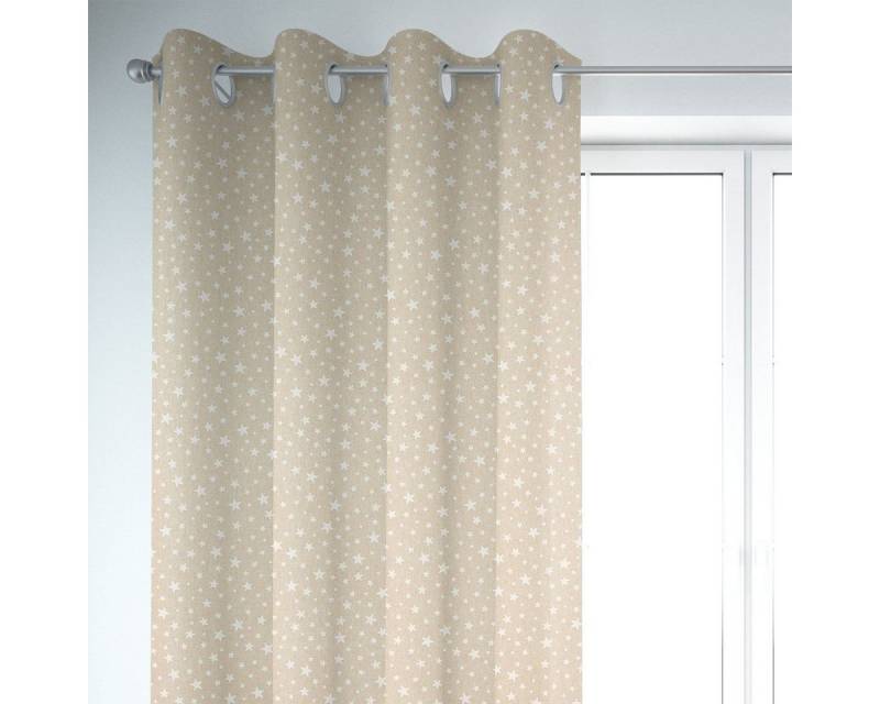 SCHÖNER LEBEN. Vorhang Vorhang Leinenlook Basic Star natur weiß 245cm von SCHÖNER LEBEN., Ösen, blickdicht, Kunstfaser, handmade von SCHÖNER LEBEN.