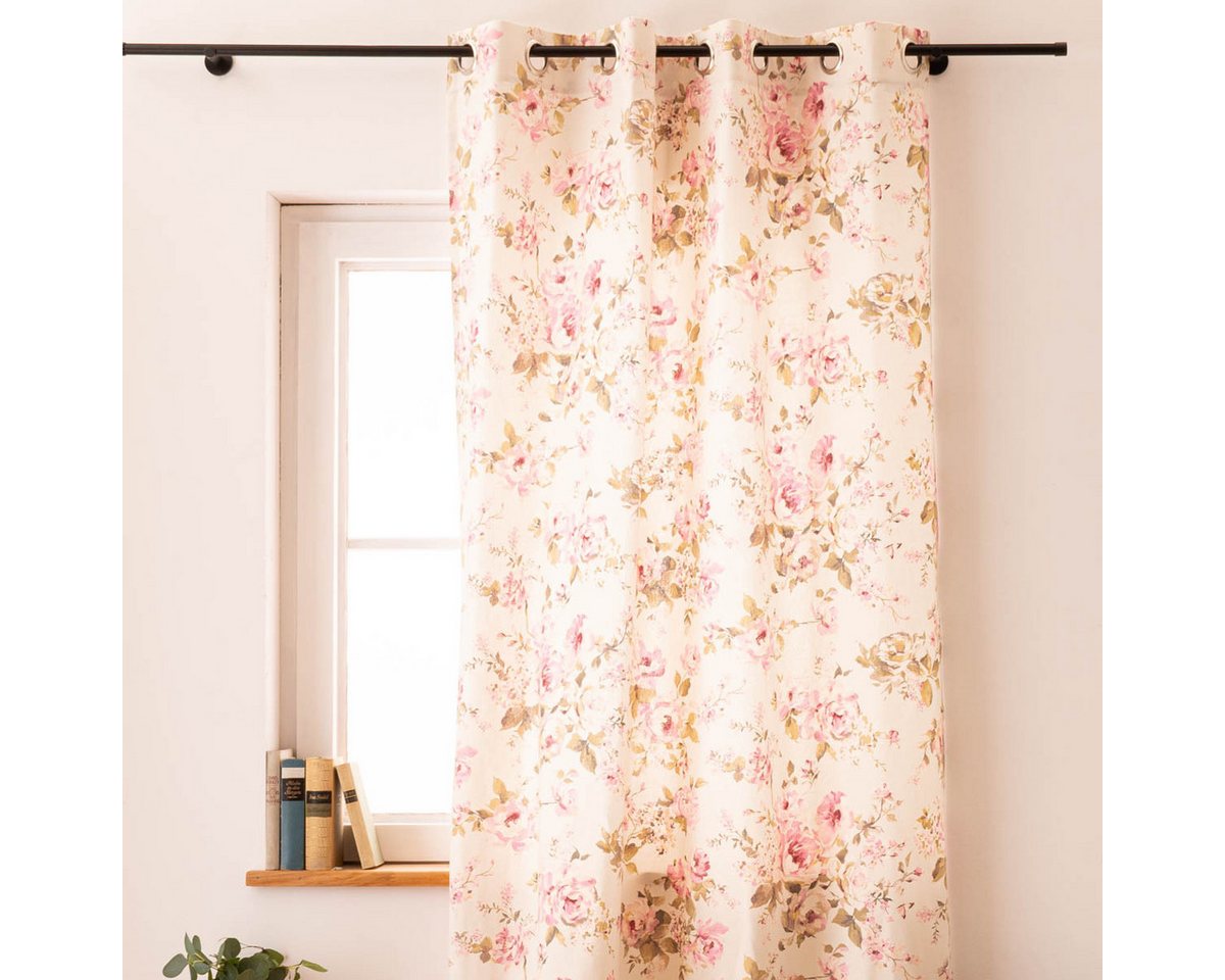 SCHÖNER LEBEN. Vorhang Vorhang Ösen Classic Painted Rose ecru 245cm von SCHÖNER LEBEN., Ösen, blickdicht, Baumwolle SCHÖNER LEBEN. Vorhang Vorhang Ösen Classic Painted Rose ecru 245cm von SCHÖNER LEBEN., Ösen, blickdicht, Baumwolle von SCHÖNER LEBEN.