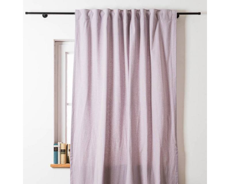 SCHÖNER LEBEN. Vorhang Vorhang Smok-Schlaufe Streifen lila beige 245cm von SCHÖNER LEBEN., Smokband, blickdicht, handmade von SCHÖNER LEBEN.