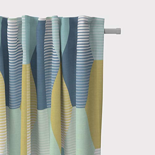 SCHÖNER LEBEN. Vorhang geom. Retro Sechseck blau grün weiß 245cm, Gardinen Aufhängung:Smok-Schlaufenband SCHÖNER LEBEN. Vorhang geom. Retro Sechseck blau grün weiß 245cm, Gardinen Aufhängung:Smok-Schlaufenband von SCHÖNER LEBEN.