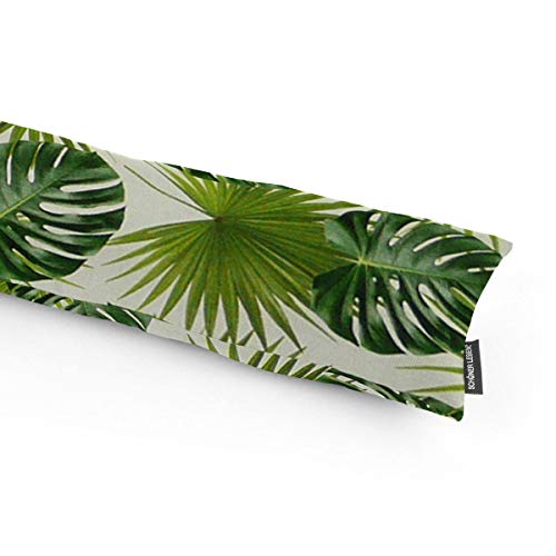 SCHÖNER LEBEN. Zugluftstopper Digitaldruck Palmen Blätter weiß grün Verschiedene Größen, Auswahl:100cm Länge von SCHÖNER LEBEN.
