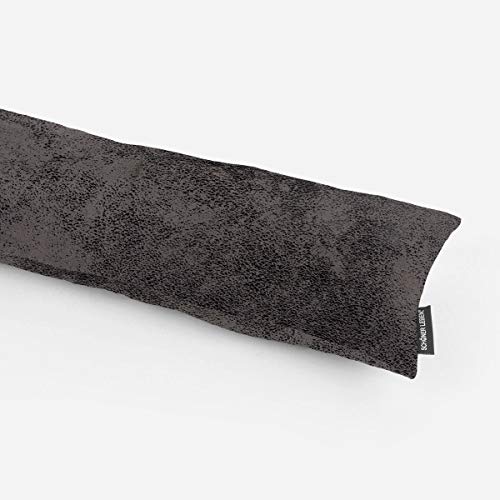 SCHÖNER LEBEN. Zugluftstopper Kunstleder Wildlederoptik grau schwarz glänzend Verschiedene Größen, Auswahl:110cm Länge von SCHÖNER LEBEN.