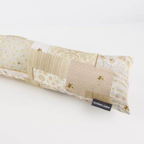 SCHÖNER LEBEN. Zugluftstopper Patchwork Schleife Gold weiß braun, Auswahl:130cm Länge SCHÖNER LEBEN. Zugluftstopper Patchwork Schleife Gold weiß braun, Auswahl:130cm Länge von SCHÖNER LEBEN.