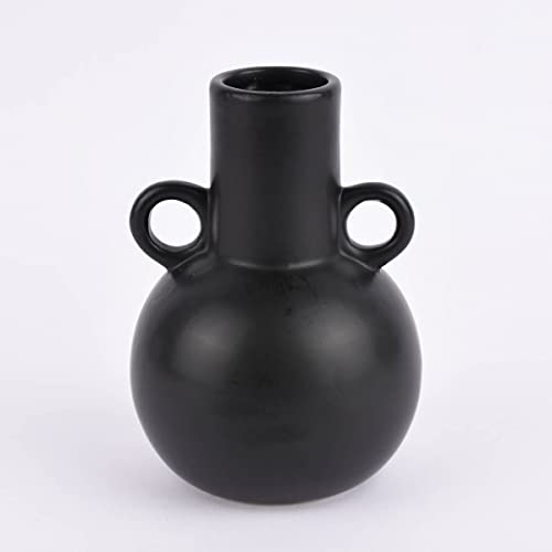 SCHÖNER LEBEN. Sass & Belle kleine Vase Amphora abstrakt bauchig Dolomit matt schwarz 11x15cm von SCHÖNER LEBEN.