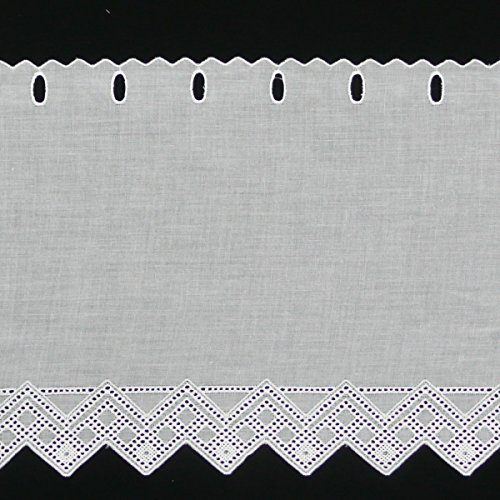 Scheibengardine Meterware Batist weiß mit Stickerei Breite:27cm von SCHÖNER LEBEN.