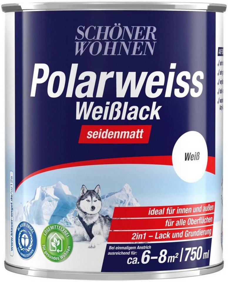 SCHÖNER WOHNEN FARBE Lack Polarweiss Weißlack / 9426, Stoß- und Kratzfest, Vergilbungsbeständig von SCHÖNER WOHNEN FARBE