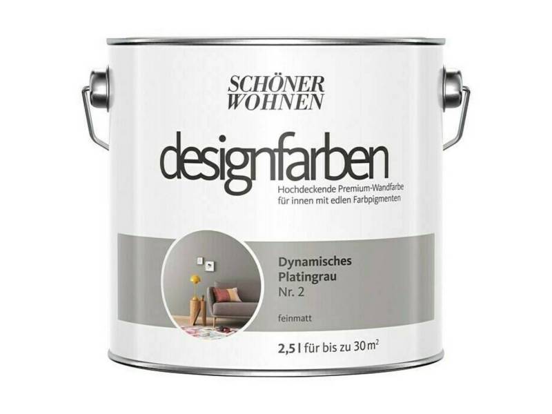 SCHÖNER WOHNEN FARBE Wand- und Deckenfarbe Dynamisches Platingrau Nr. 2, Tropf- und spritzgehemmt, Konservierungsmittelfrei von SCHÖNER WOHNEN FARBE