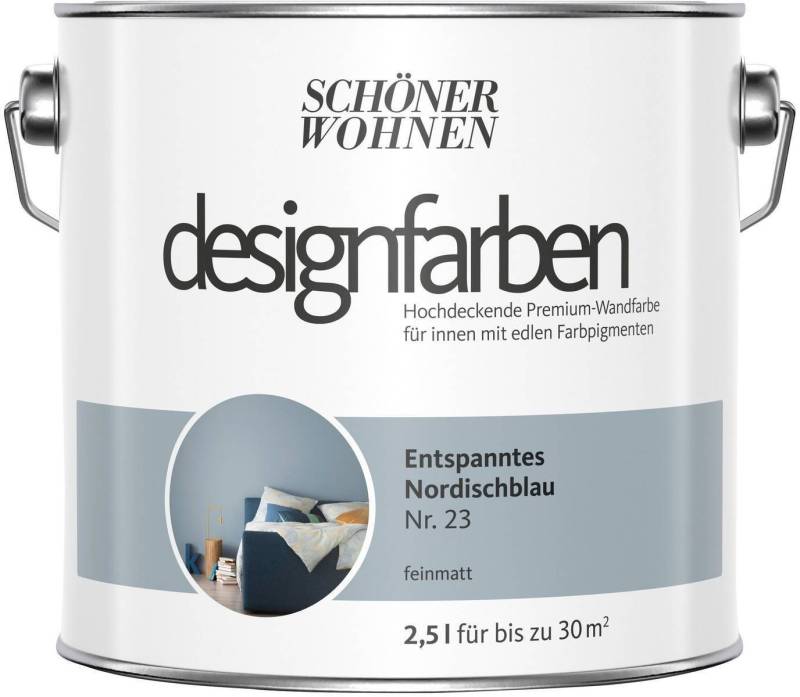 SCHÖNER WOHNEN FARBE Wand- und Deckenfarbe Entspanntes Nordischblau Nr. 23, Tropf- und spritzgehemmt, Konservierungsmittelfrei von SCHÖNER WOHNEN FARBE