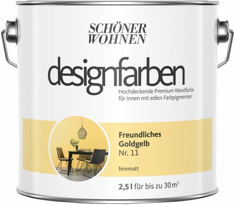 SCHÖNER WOHNEN FARBE Wand- und Deckenfarbe Freundliches Goldgelb Nr. 11, Tropf- und spritzgehemmt, Konservierungsmittelfrei von SCHÖNER WOHNEN FARBE