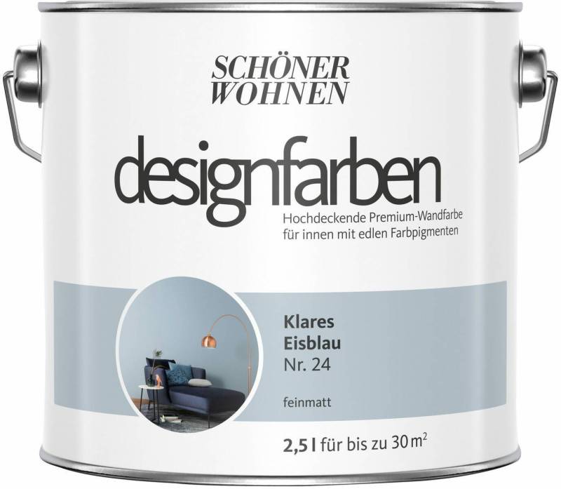 SCHÖNER WOHNEN FARBE Wand- und Deckenfarbe Klares Eisblau Nr. 24, Tropf- und spritzgehemmt, Konservierungsmittelfrei von SCHÖNER WOHNEN FARBE
