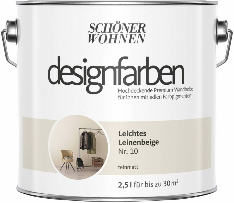 SCHÖNER WOHNEN FARBE Wand- und Deckenfarbe Leichtes Leinenbeige Nr. 10, Tropf- und spritzgehemmt, Konservierungsmittelfrei von SCHÖNER WOHNEN FARBE