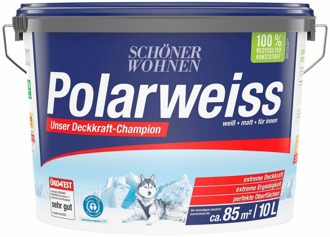 SCHÖNER WOHNEN FARBE Wand- und Deckenfarbe Polarweiss 10 Liter (74042), hoher Weißheitsgrad, Spritz-Frei, Lösemittelfrei von SCHÖNER WOHNEN FARBE