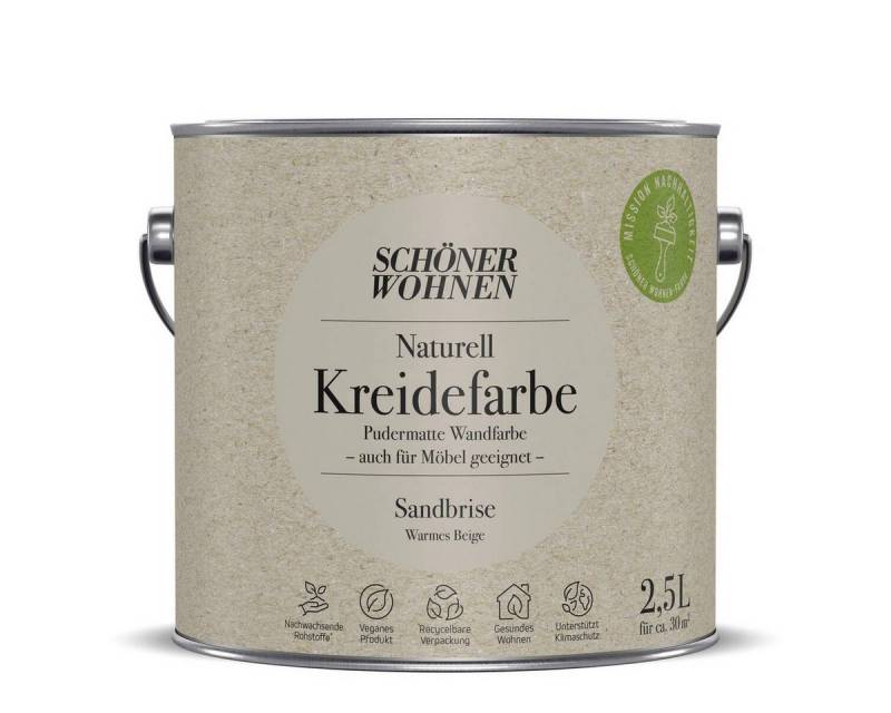 SCHÖNER WOHNEN FARBE Wand- und Deckenfarbe Sandbrise, Wasserdampfdurchlässig, konservierungsmittelfrei von SCHÖNER WOHNEN FARBE