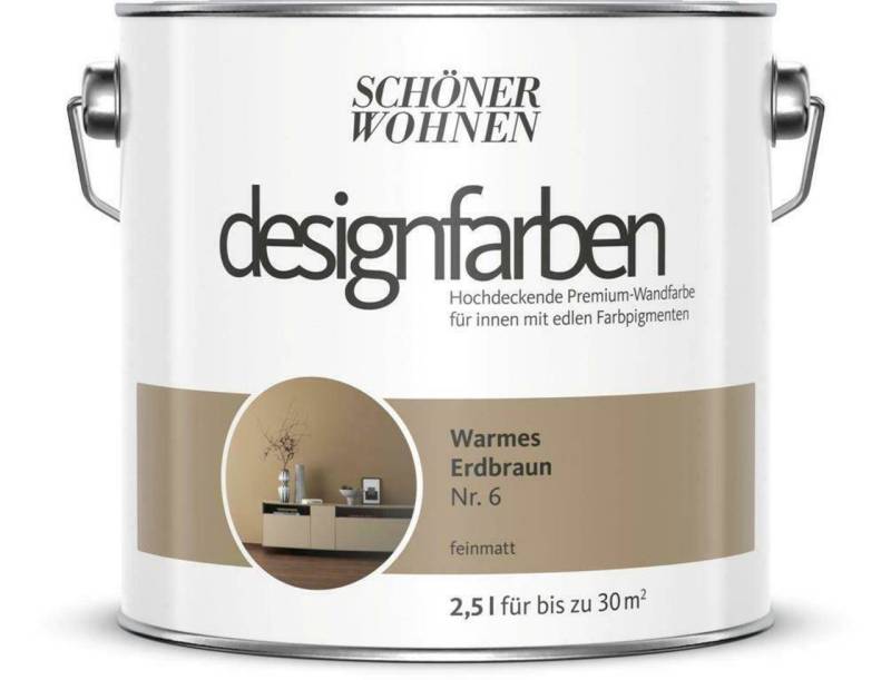 SCHÖNER WOHNEN FARBE Wand- und Deckenfarbe Warmes Erdbraun Nr. 6, Tropf- und spritzgehemmt, Konservierungsmittelfrei von SCHÖNER WOHNEN FARBE