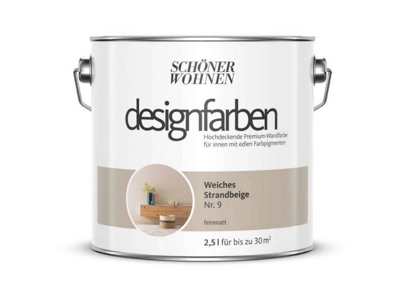 SCHÖNER WOHNEN FARBE Wand- und Deckenfarbe Weiches Strandbeige Nr. 9, Tropf- und spritzgehemmt, Konservierungsmittelfrei von SCHÖNER WOHNEN FARBE