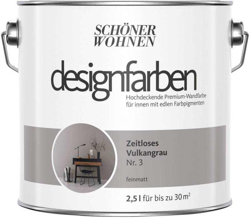 SCHÖNER WOHNEN FARBE Wand- und Deckenfarbe Zeitloses Vulkangrau Nr. 3, Tropf- und spritzgehemmt, Konservierungsmittelfrei von SCHÖNER WOHNEN FARBE