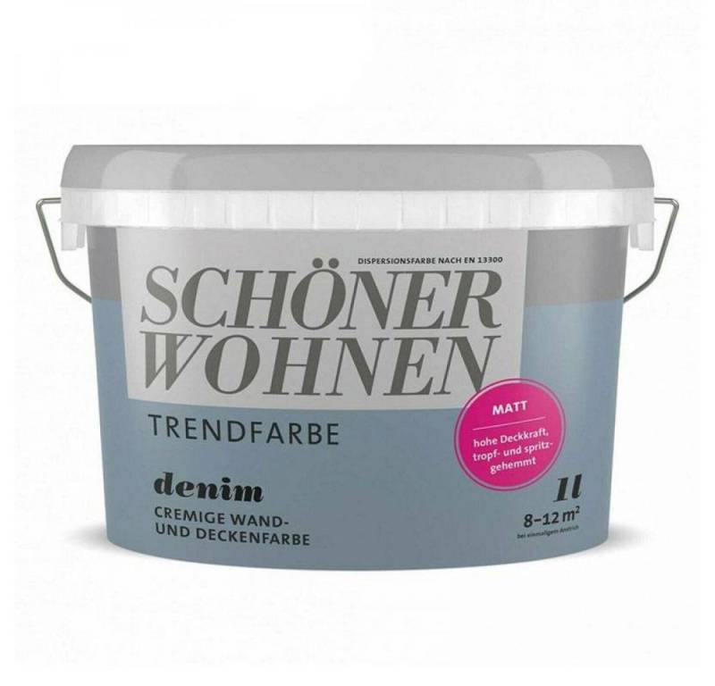 SCHÖNER WOHNEN FARBE Wandfarbe SW Trend Wandfarbe matt 1,0L Denim 5565 von SCHÖNER WOHNEN FARBE