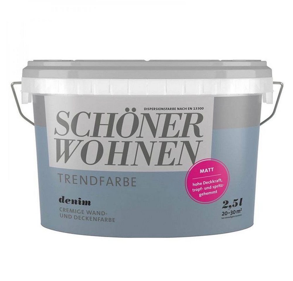 SCHÖNER WOHNEN FARBE Wandfarbe SW Trend Wandfarbe matt 2,5L Denim 5565 von SCHÖNER WOHNEN FARBE
