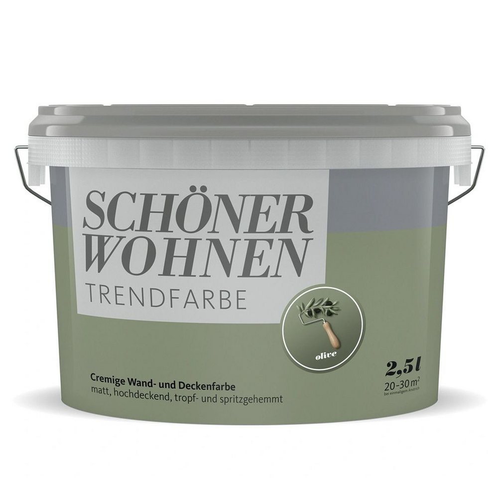 SCHÖNER WOHNEN FARBE Wandfarbe SW Trend Wandfarbe matt 2,5L Olive 6573 von SCHÖNER WOHNEN FARBE